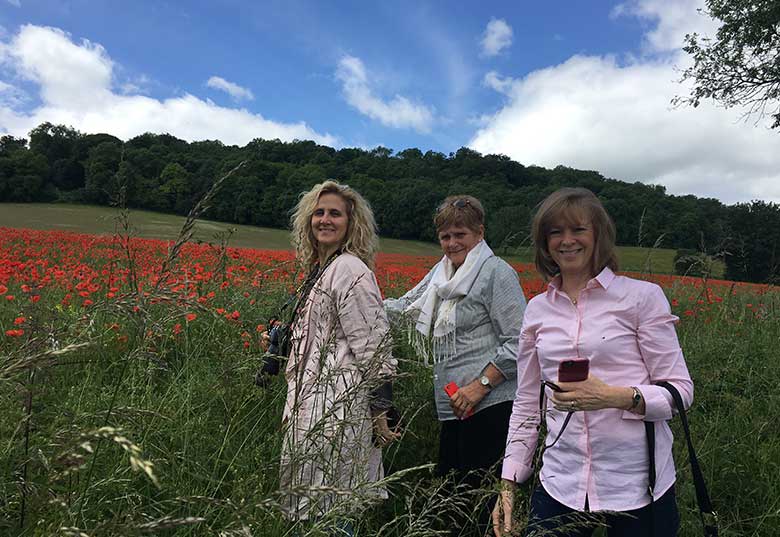 Kirsten, Kathy and Marci at the poppy fields