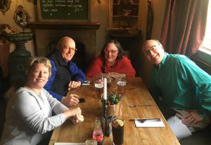 Howard, Ann, Jim and Sharon enjoying lunch at The Kings Arms in Mickleton