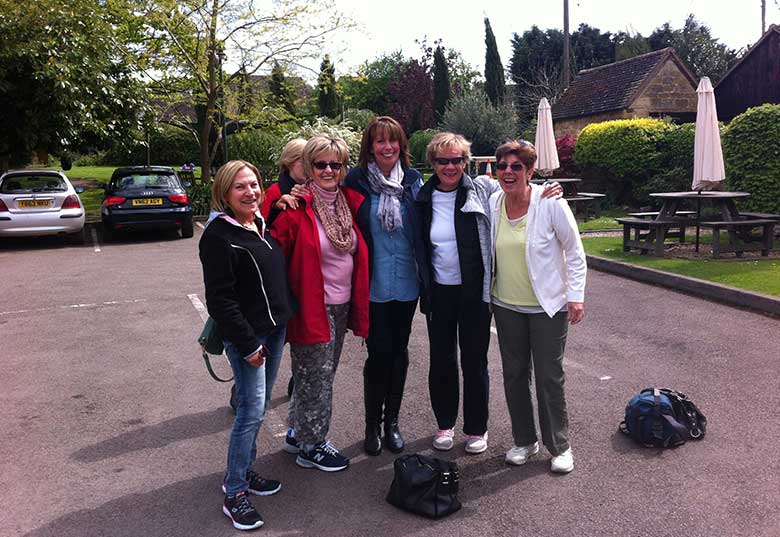 Carol and friends outside the Kings Arms in Mickleton with Ruth