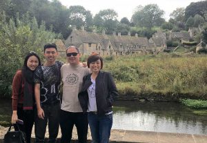 Amber, with brother (Tiny) and mum and dad at Bibury