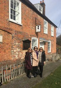 Sisters Mary, Susan and Jan outside Jane Austins house in the Village of Chawton, Hampshire