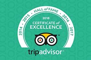 Winners of the TripAdvisor Hall of Fame (Recipients of the Certificate of Excellence for 5 years running)